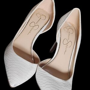 White Textured Pumps Jessica Simpson